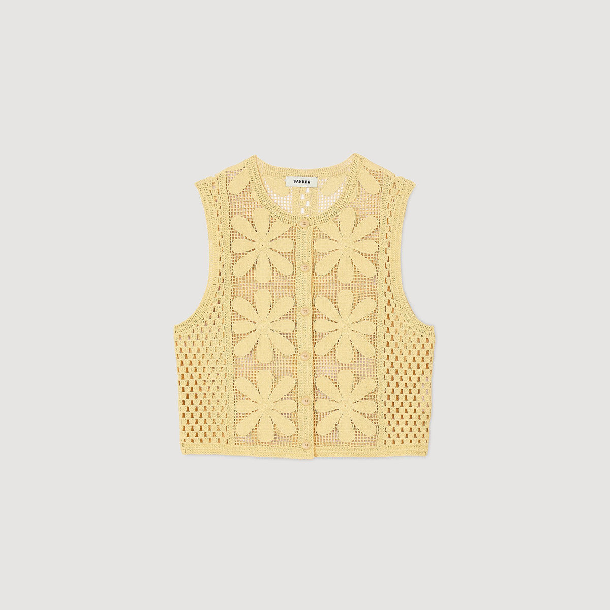 Sandro Crochet top Yellow