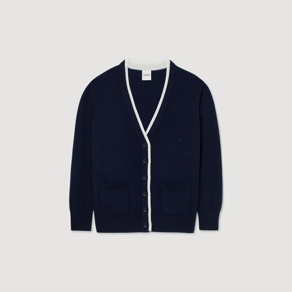 Sandro Long two-tone cardigan Navy Blue