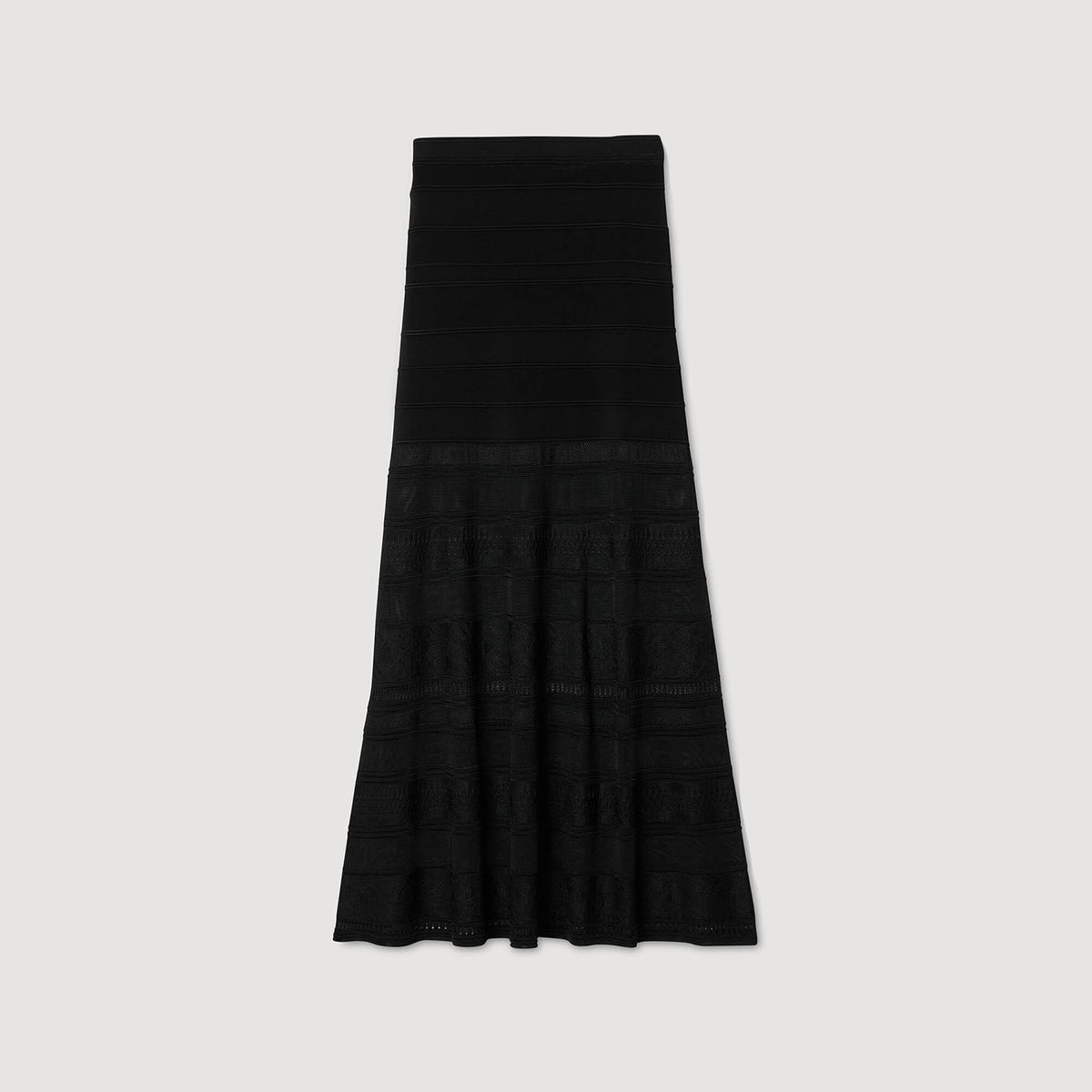 Sandro Maxi decorative knit skirt Black