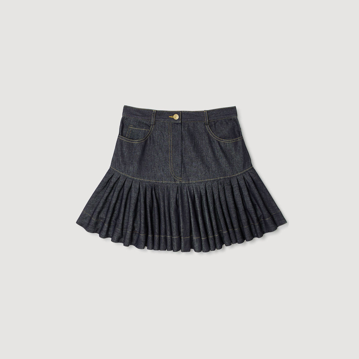 Sandro Mini denim ruffled skirt Deep Blue