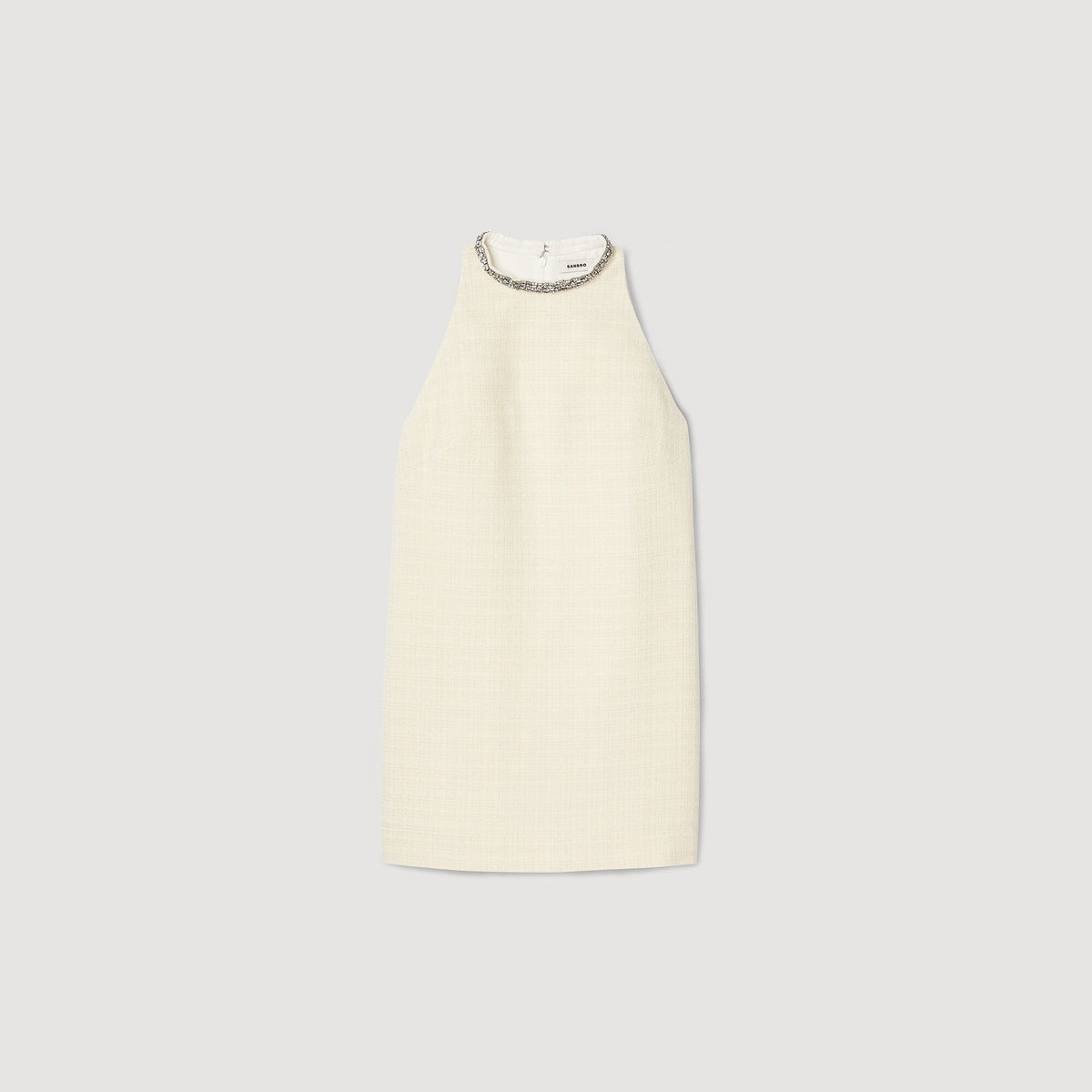 Sandro Dress with jewelry collar Ecru
