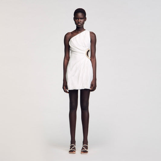 Sandro Mini asymmetrical dress White