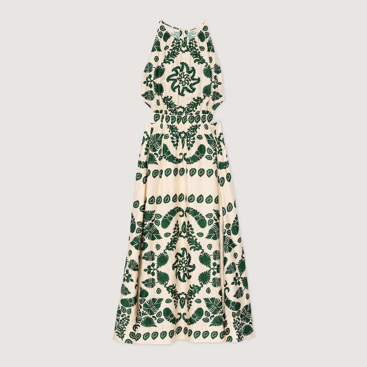 Sandro Leaf print maxi dress Ecru / Green