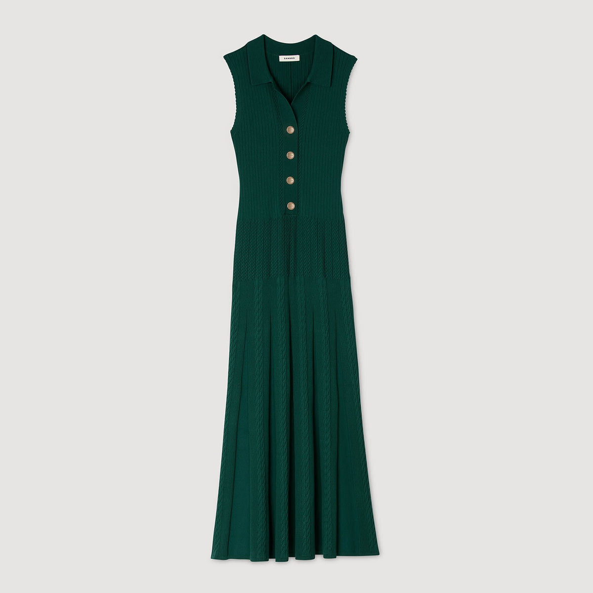 Sandro Knit dress with polo neck Dark Green