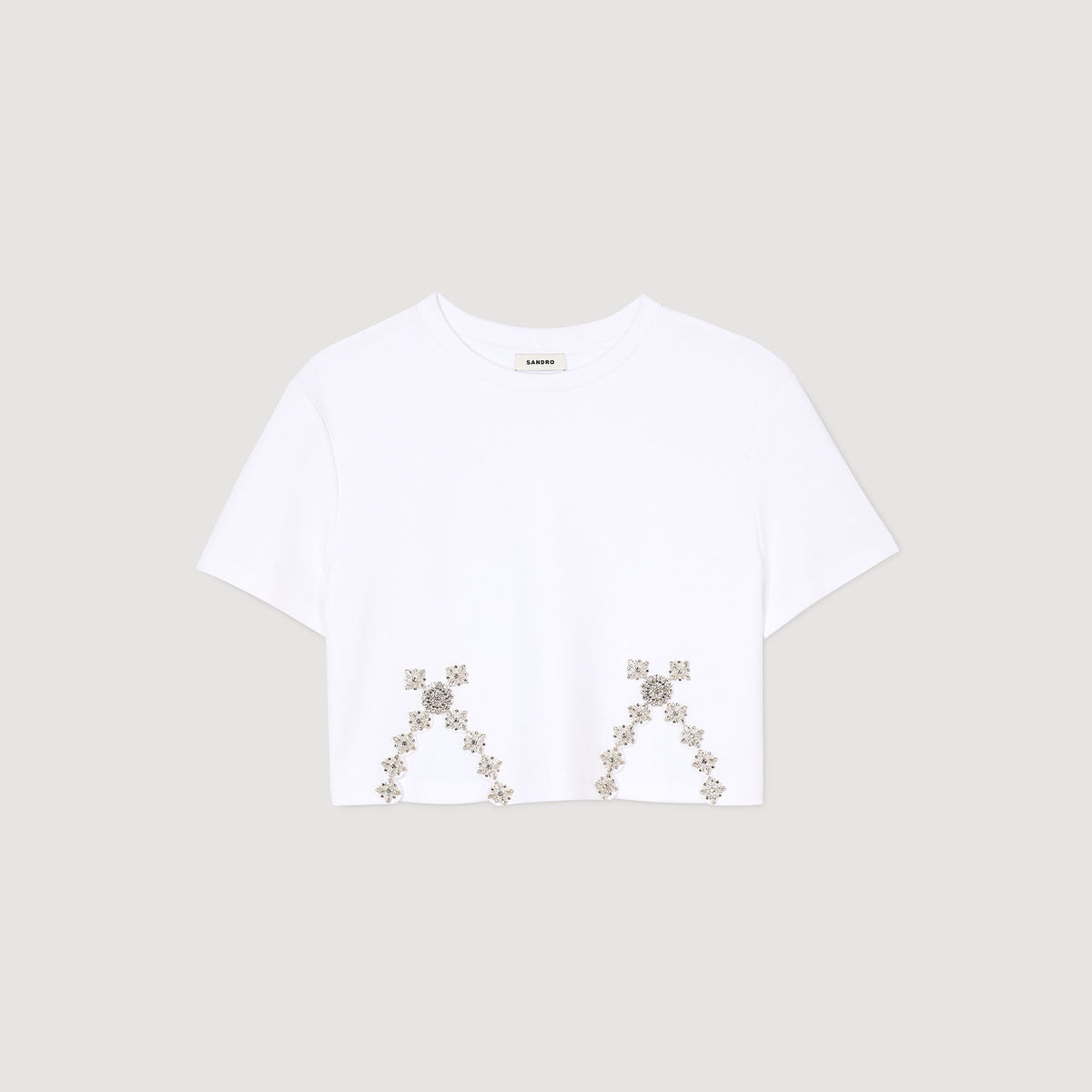 Sandro Rhinestone crop top White