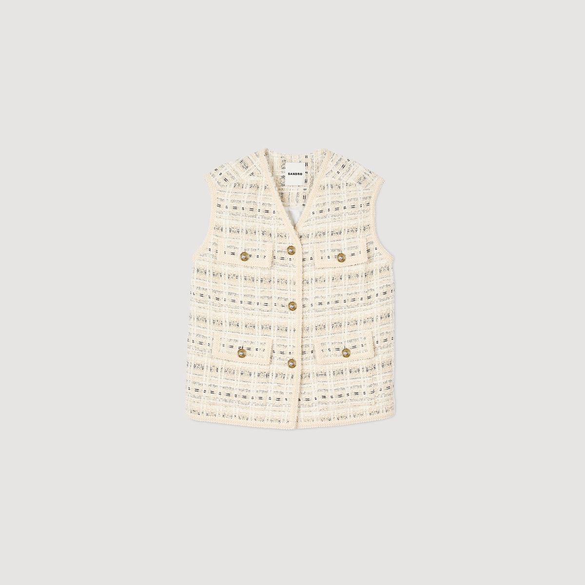 Sandro Sleeveless tweed jacket Ecru / Lurex