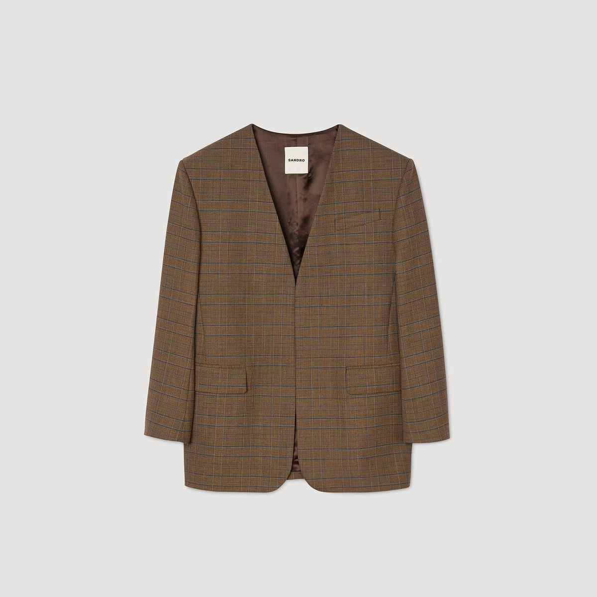 Sandro Oversized checked jacket Ocher / Blue