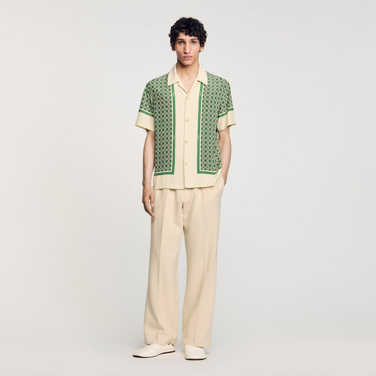 Sandro Short-sleeved patterned shirt Super Green