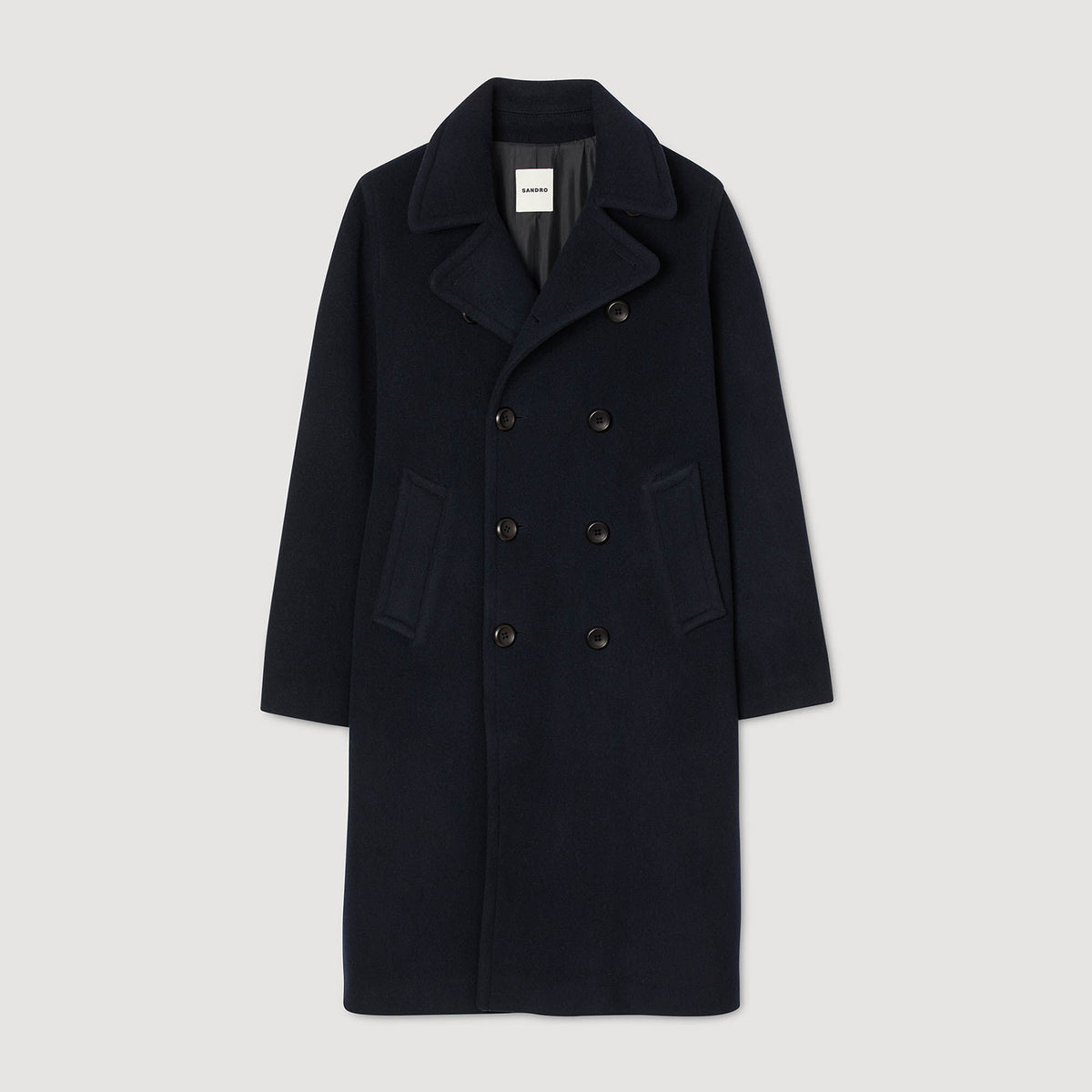 Sandro Double-breasted wool coat Navy Blue