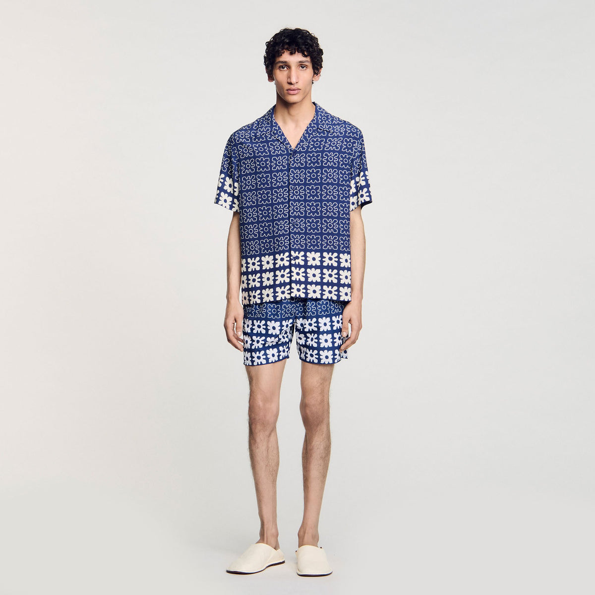 Sandro Floral print swim trunks Midnight Blue