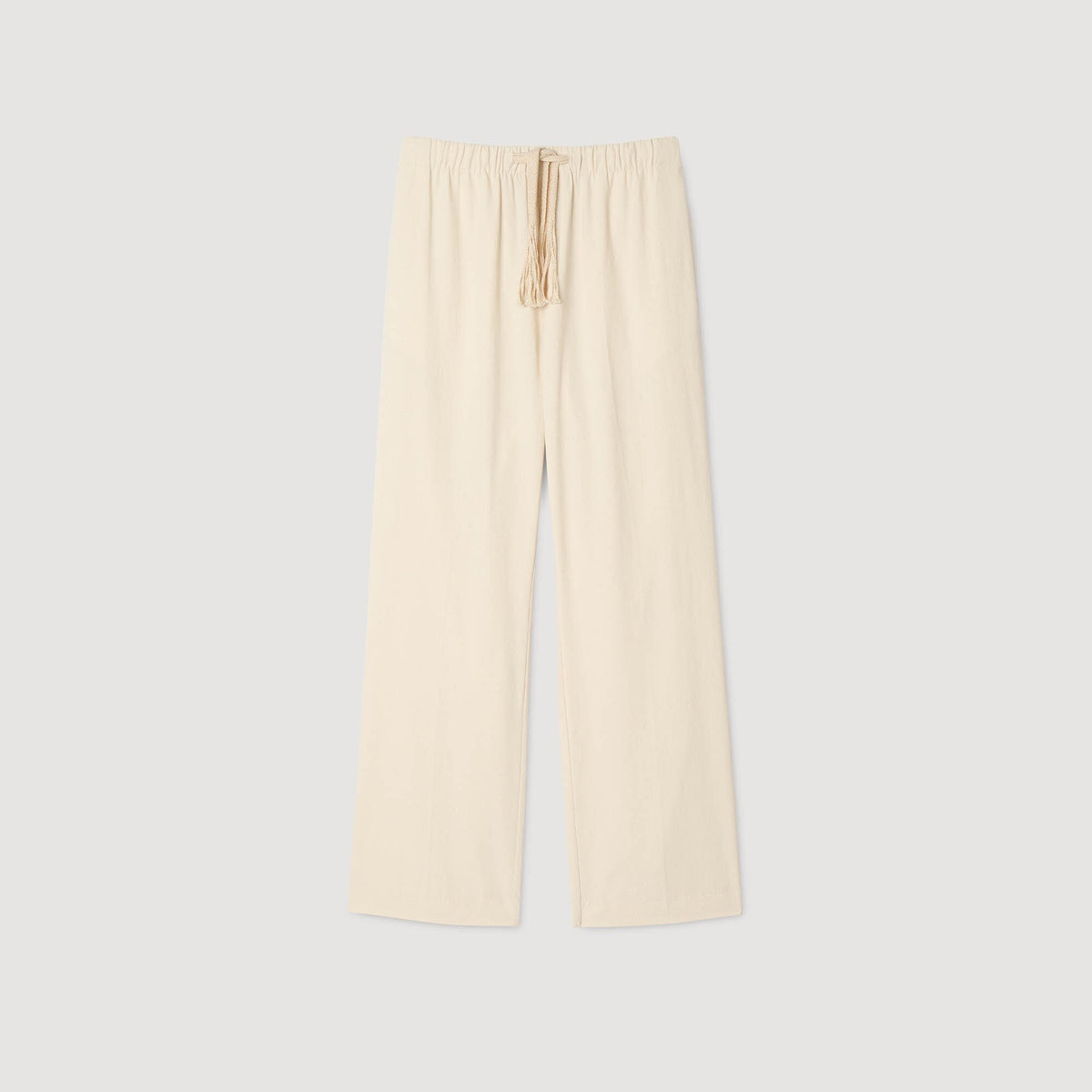 Sandro Wide-leg elasticated cotton trousers Butter Cream