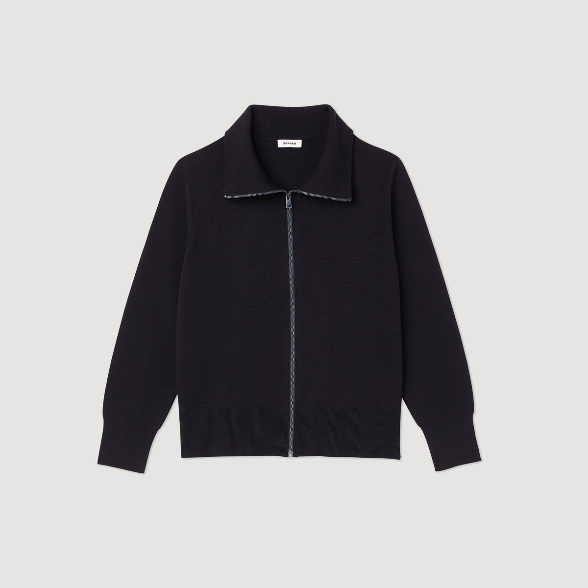 Sandro Zip-up wool cardigan Black