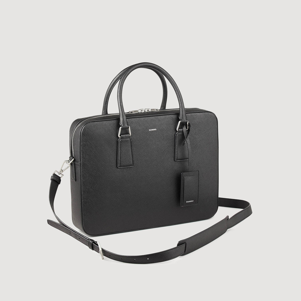 Sandro Reconstituted leather briefcase Black
