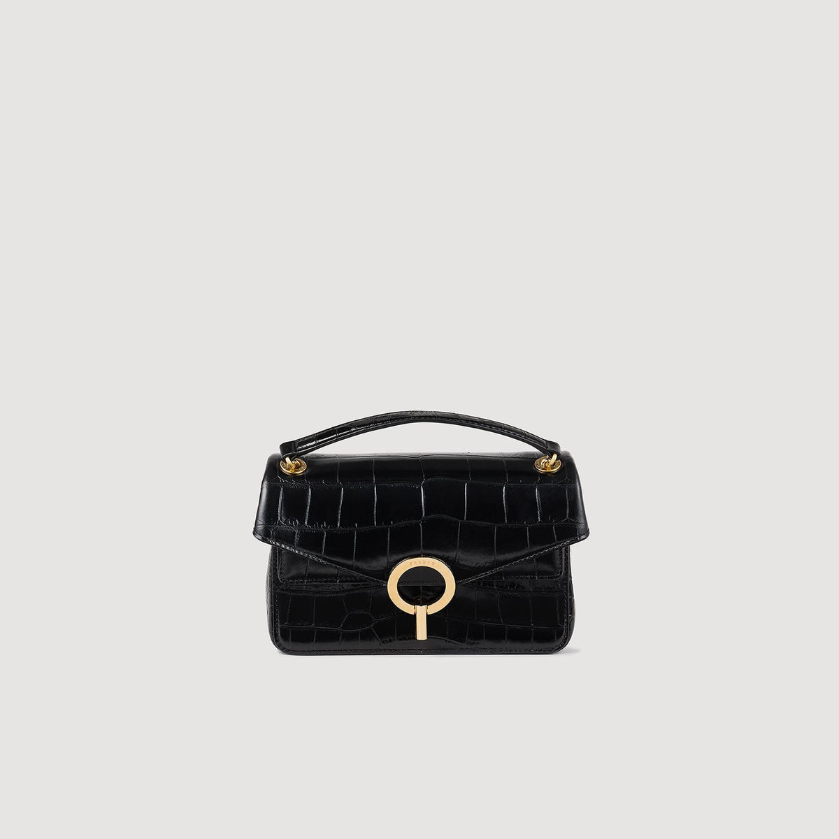 Sandro Mock croc leather Yza bag Black
