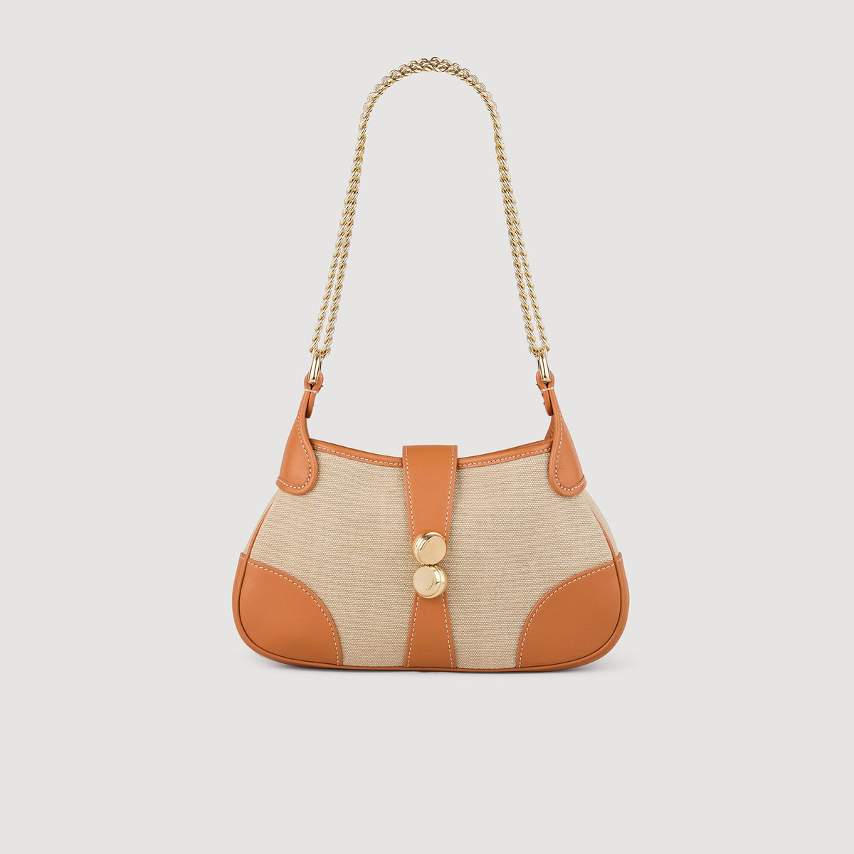 Sandro Janet canvas and leather bag Beige