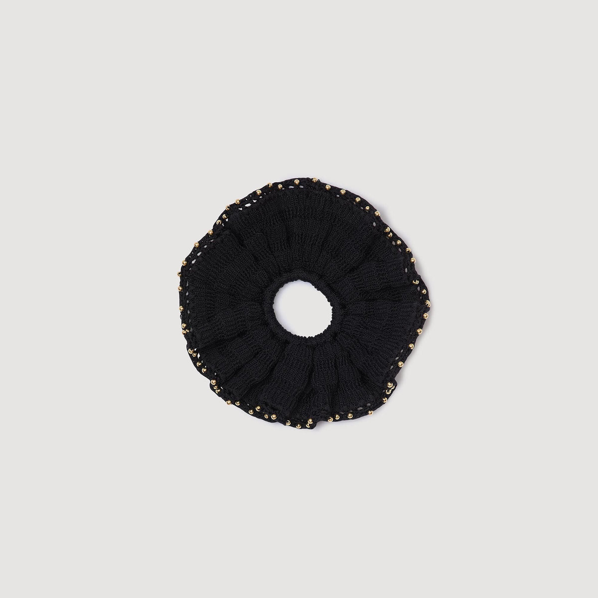 Sandro Beaded crochet scrunchie Black