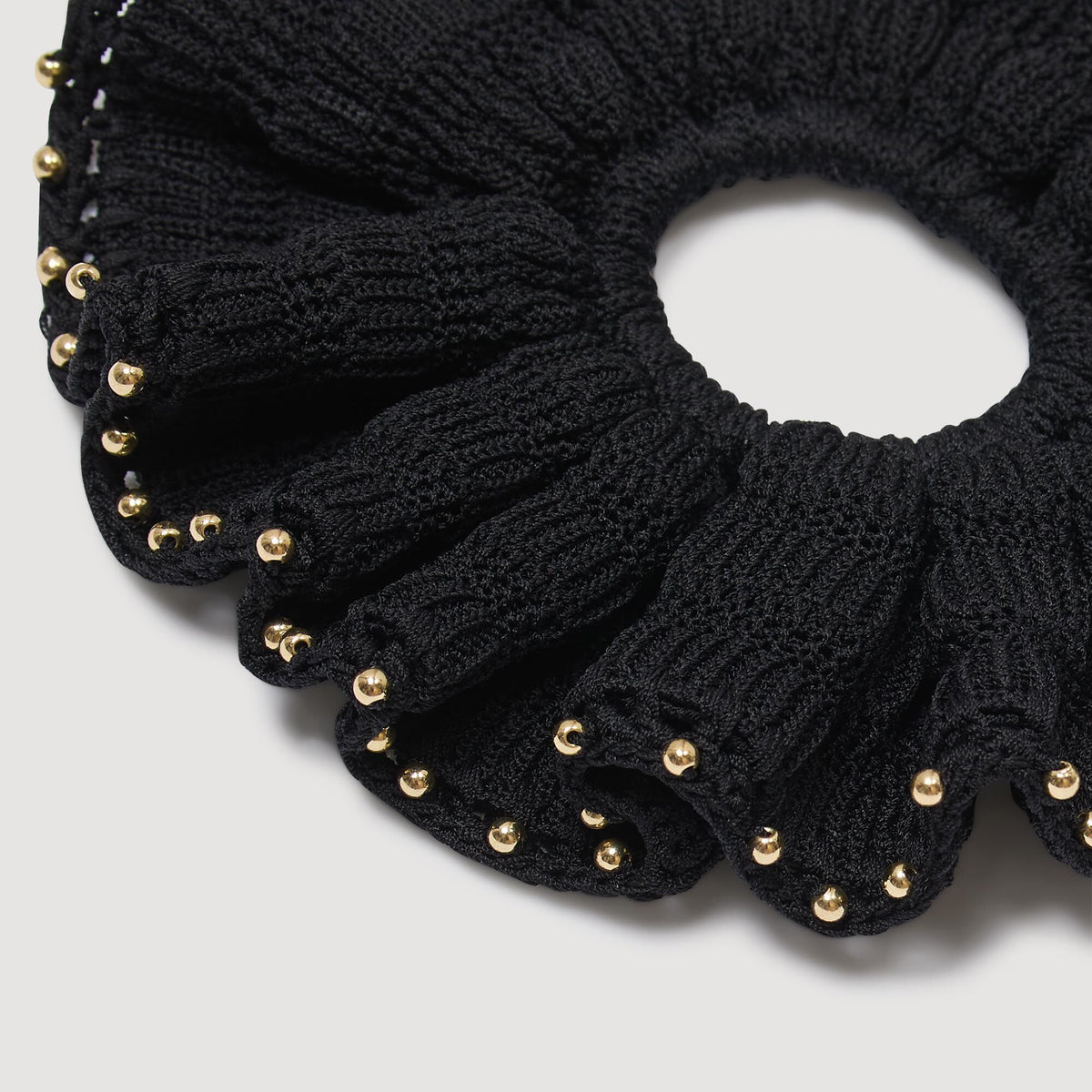 Sandro Beaded crochet scrunchie Black
