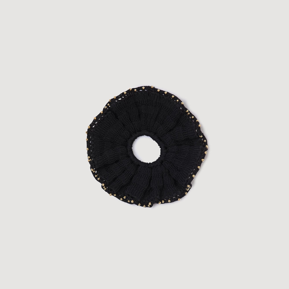 Sandro Beaded crochet scrunchie Black