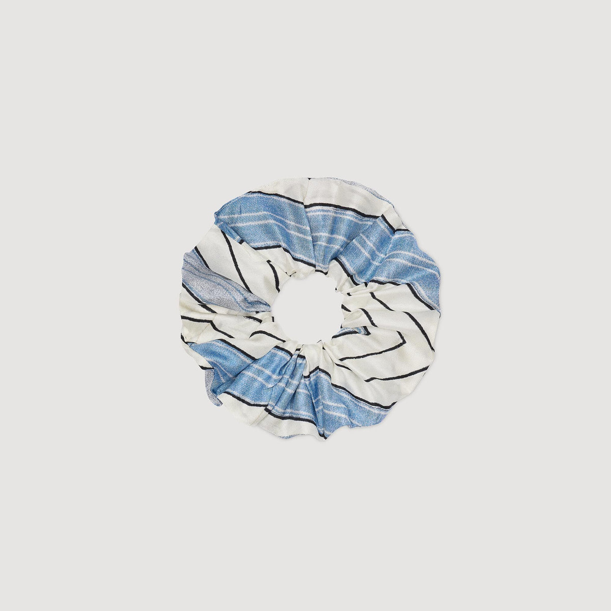 Sandro Striped silk scrunchie Sky Blue