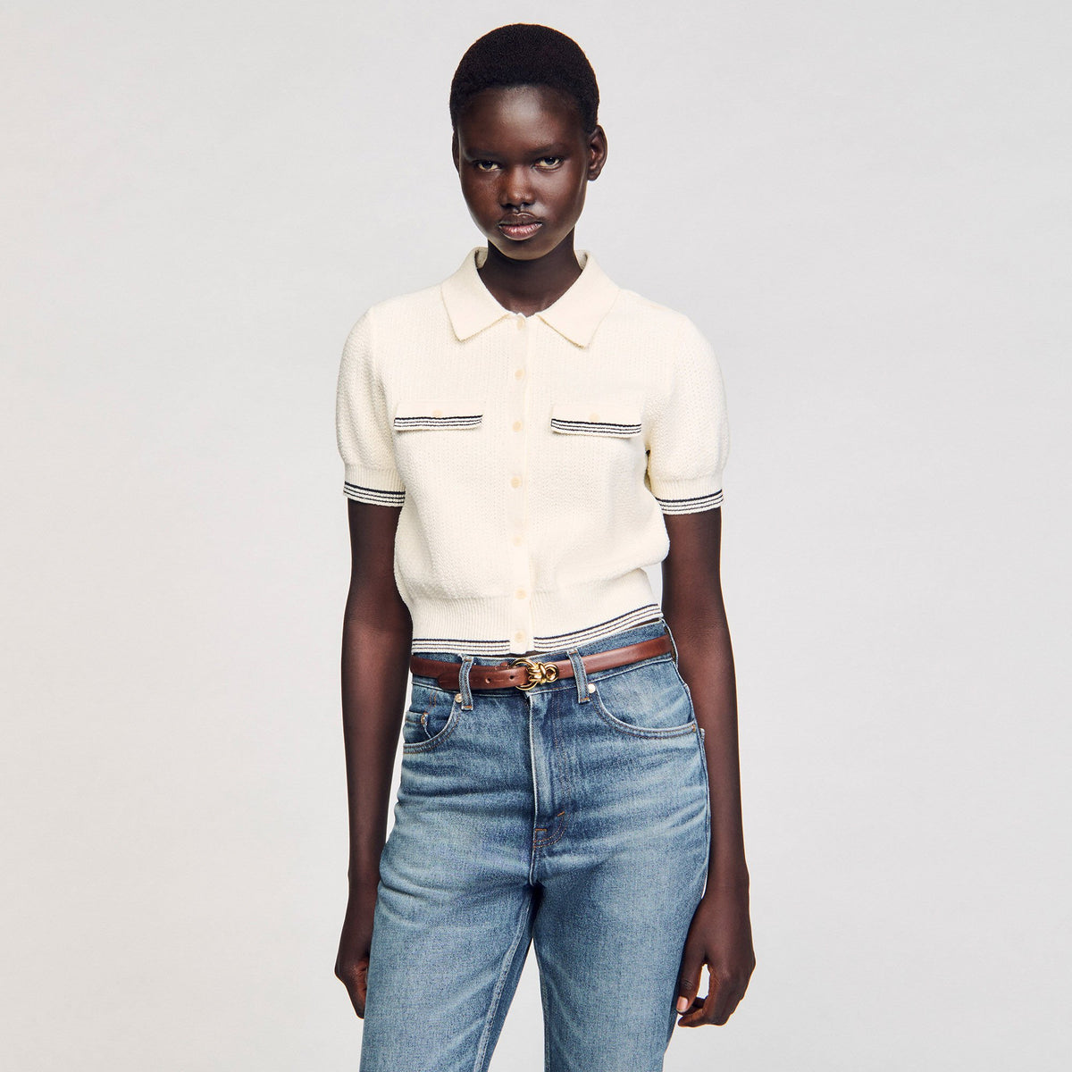 Sandro Slim leather belt Brown