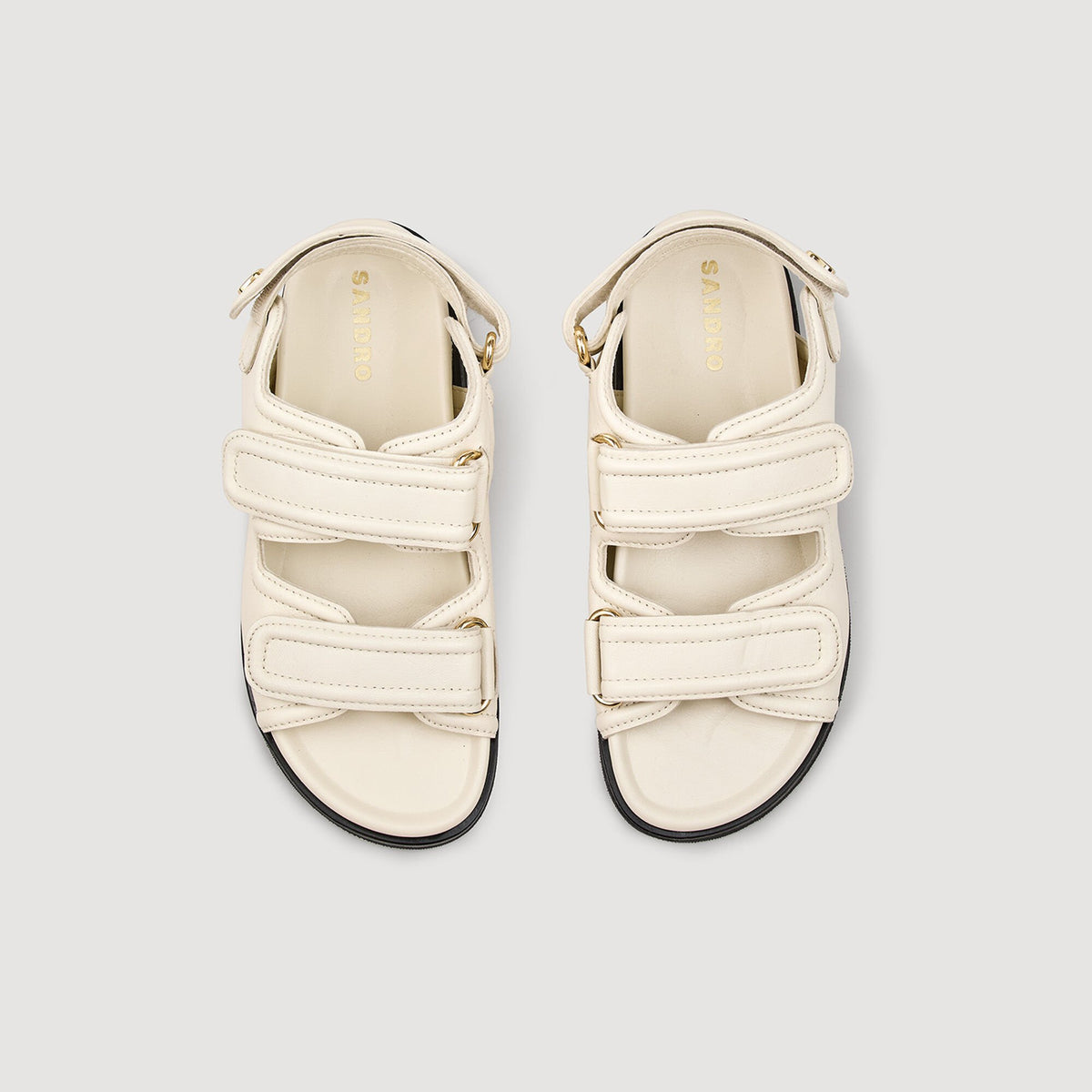 Sandro Plain leather lambskin sandals Vanilla