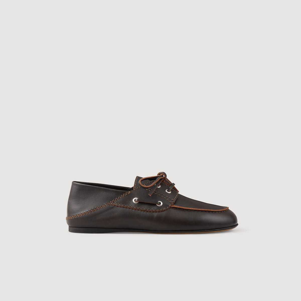 Sandro Leather boat shoe loafers Brown