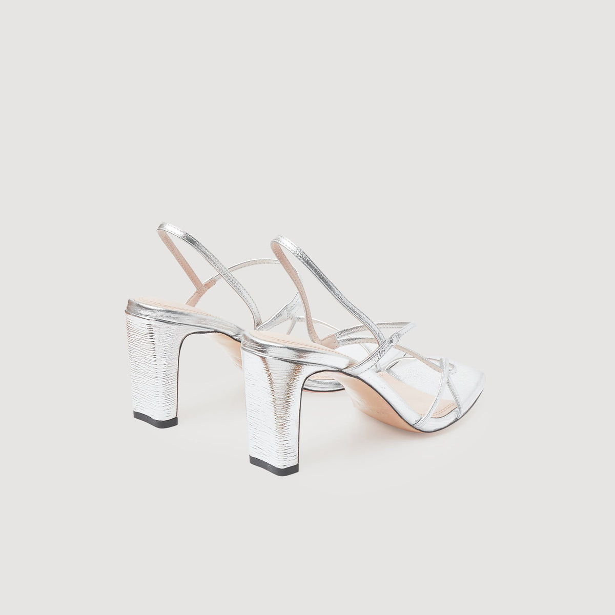 Sandro Leather sandals with a wide heel Silver