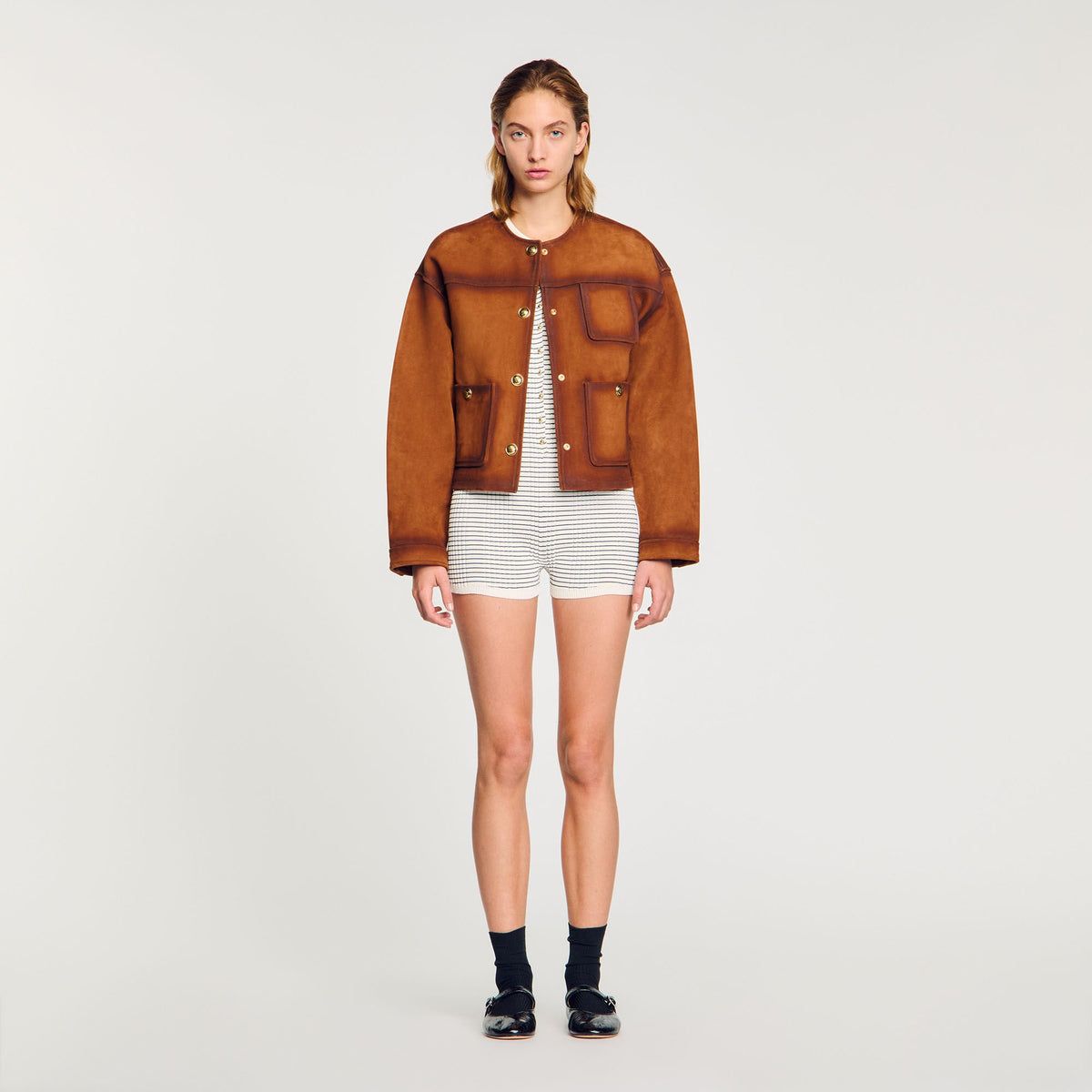 Sandro Suede jacket Camel
