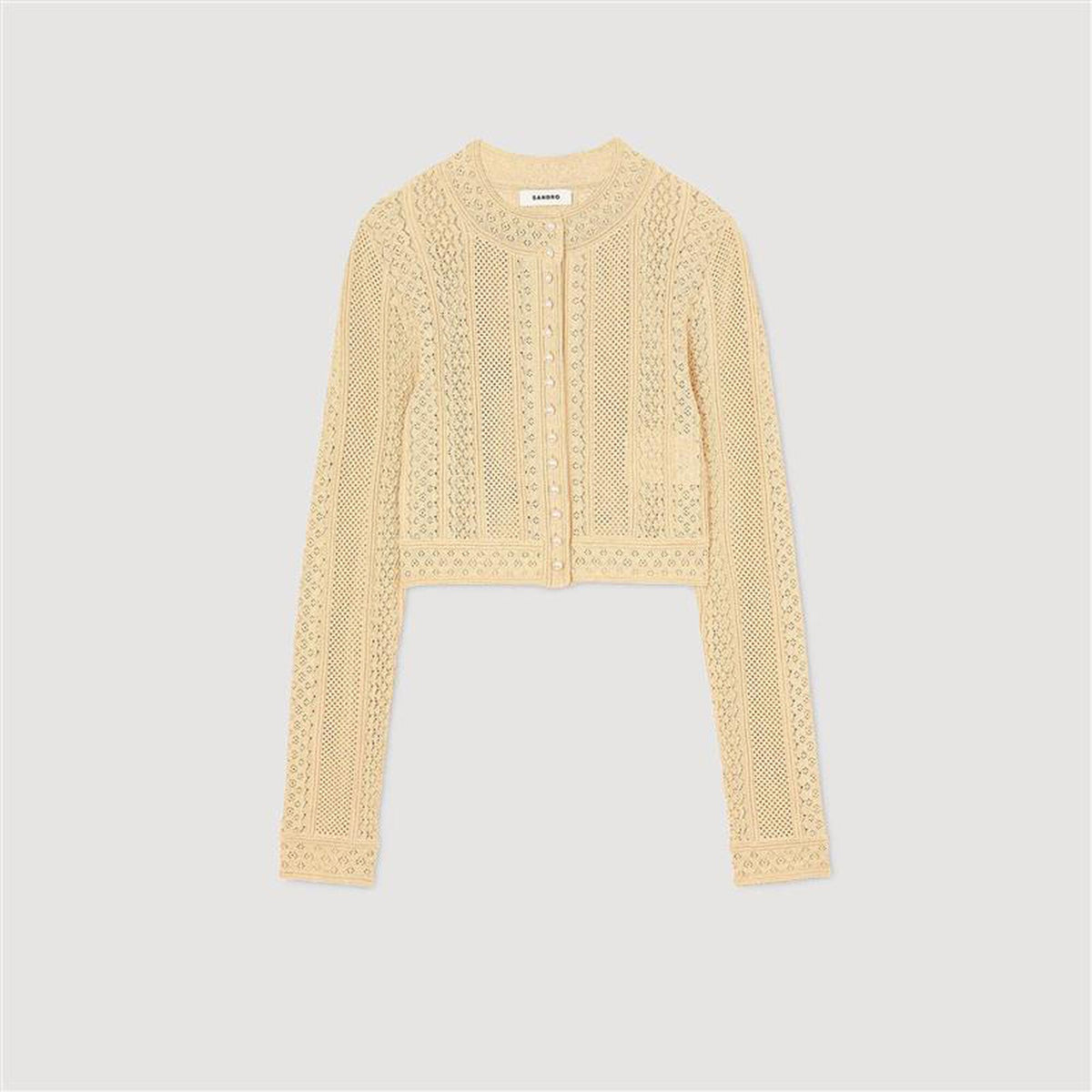 Sandro Pointelle knit cardigan Gold
