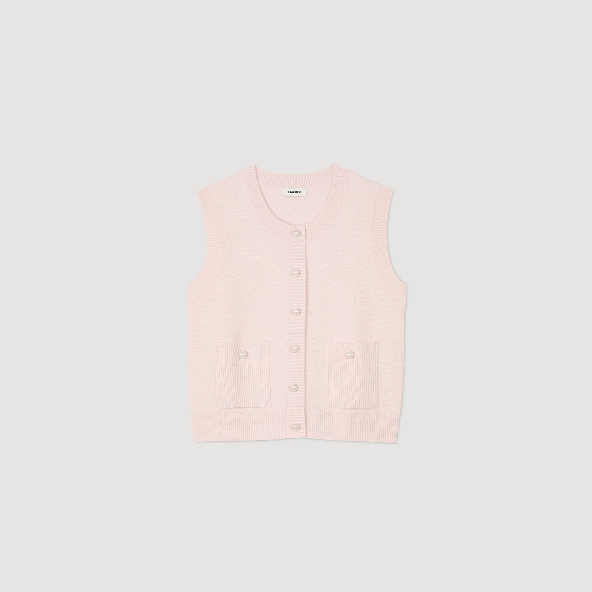 Sandro Textured tweed cardigan Light Pink