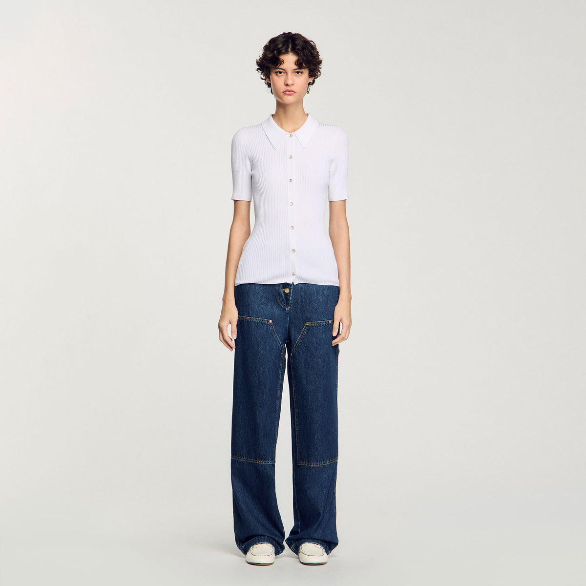 Sandro Rib knit cardigan White