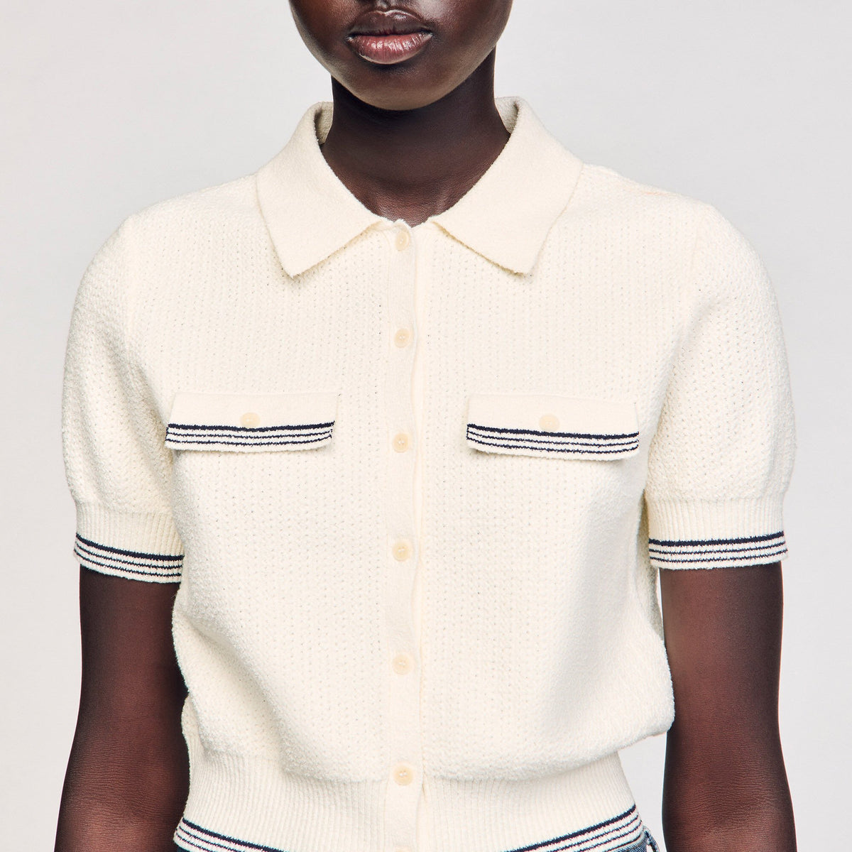 Sandro Short-sleeved cardigan Ecru