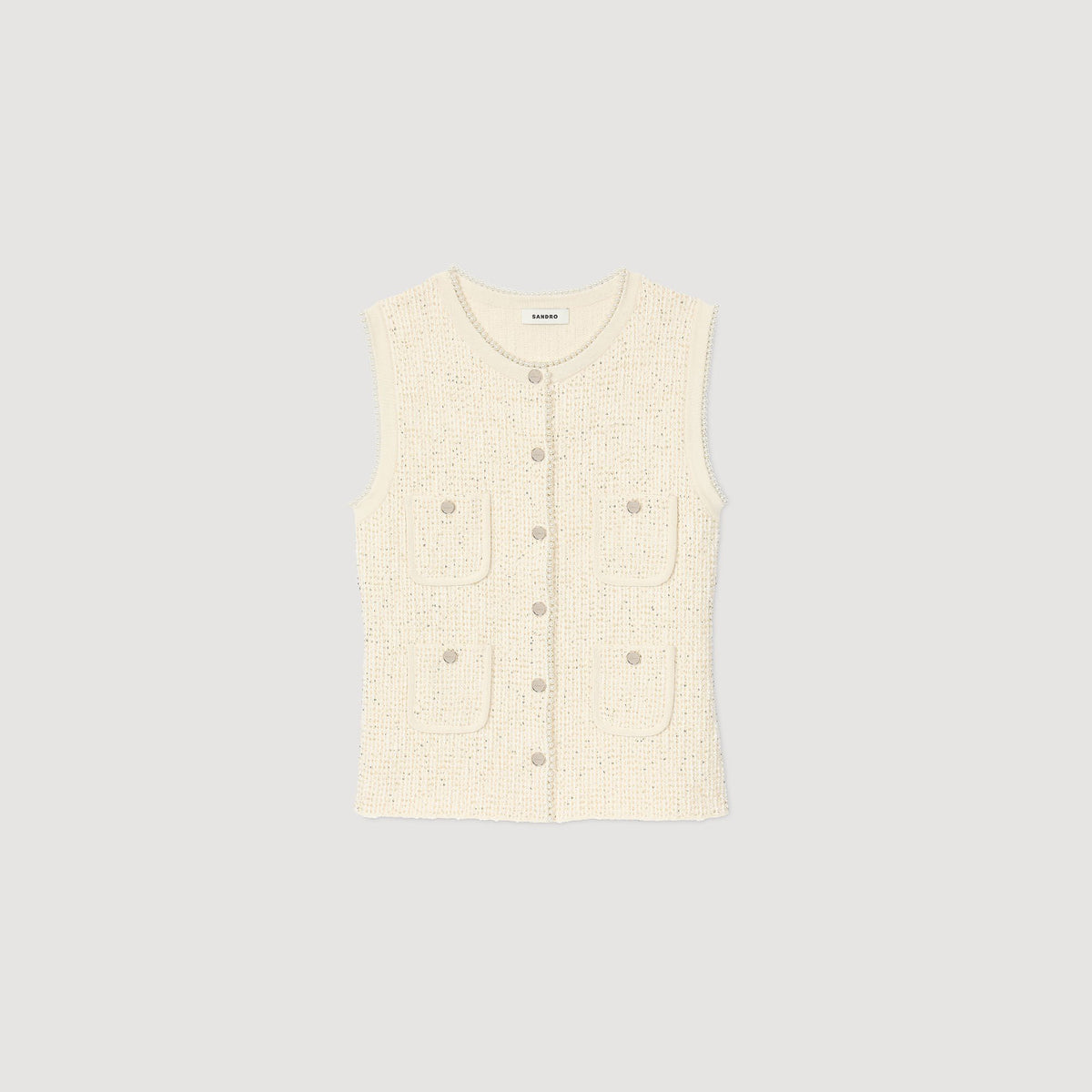 Sandro Decorative tweed vest Ecru