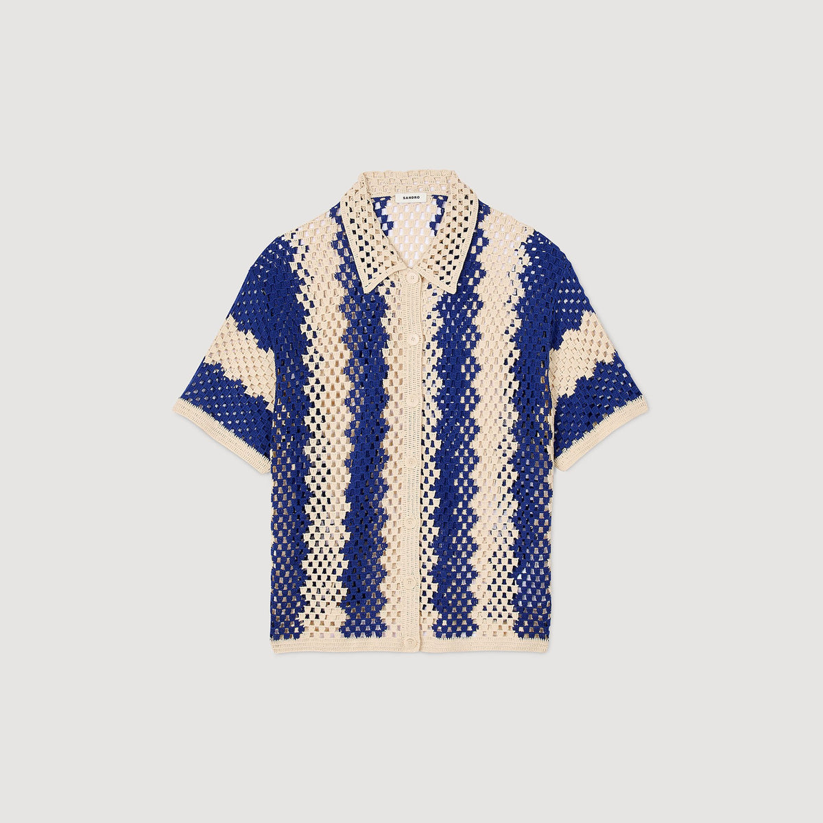 Sandro Two-tone knit cardigan Blue / Ecru