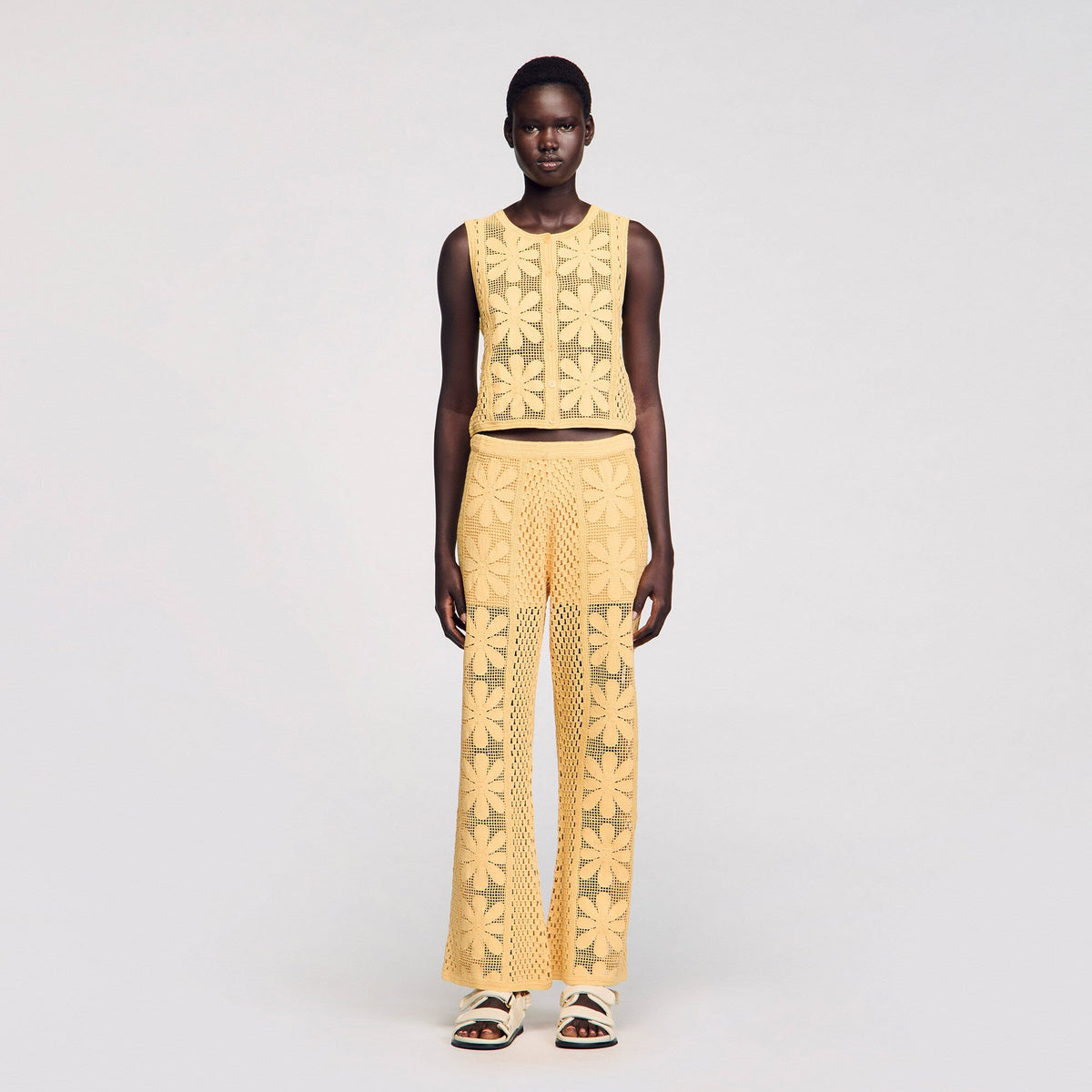 Sandro Crochet top Yellow
