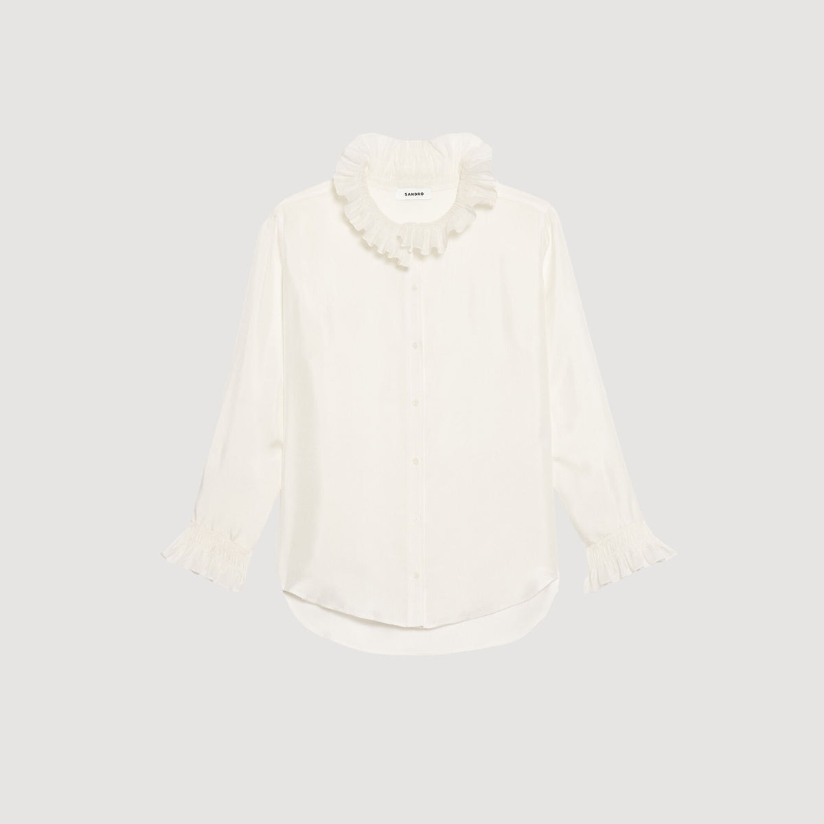 Sandro Silk shirt with gathered collar Ecru