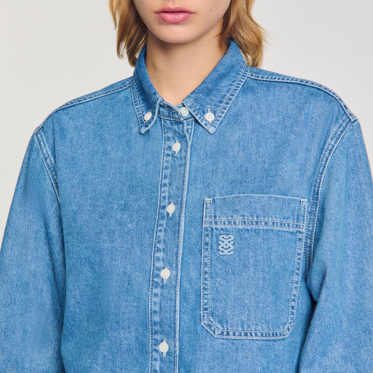 Sandro Denim cropped shirt Blue Jean