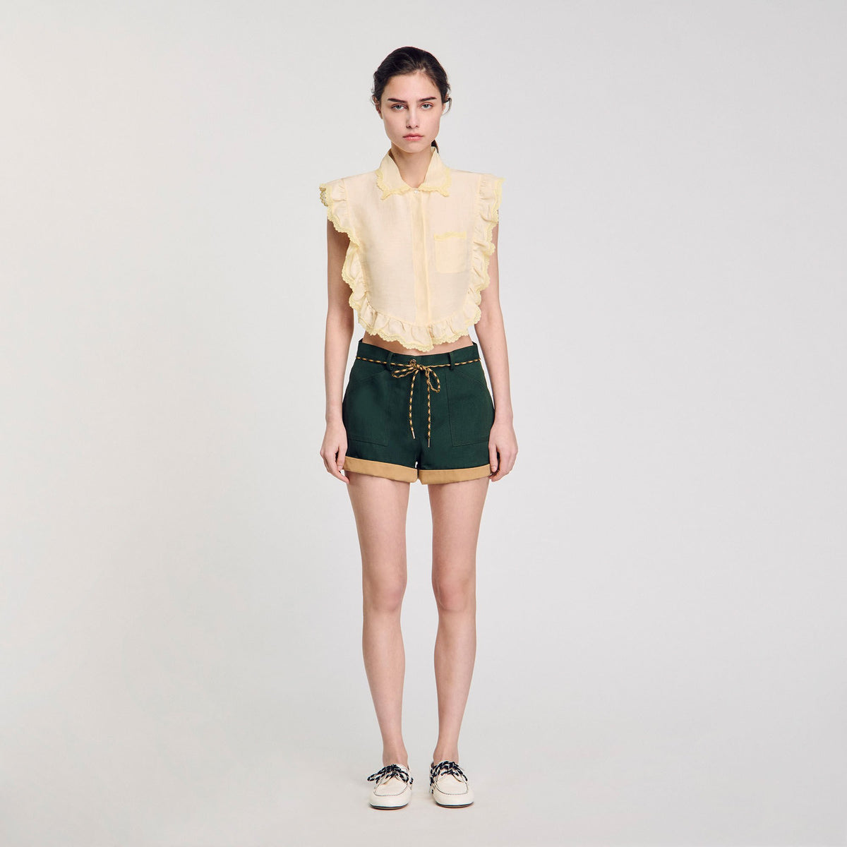 Sandro Shirt collar with lace detail Light Yellow