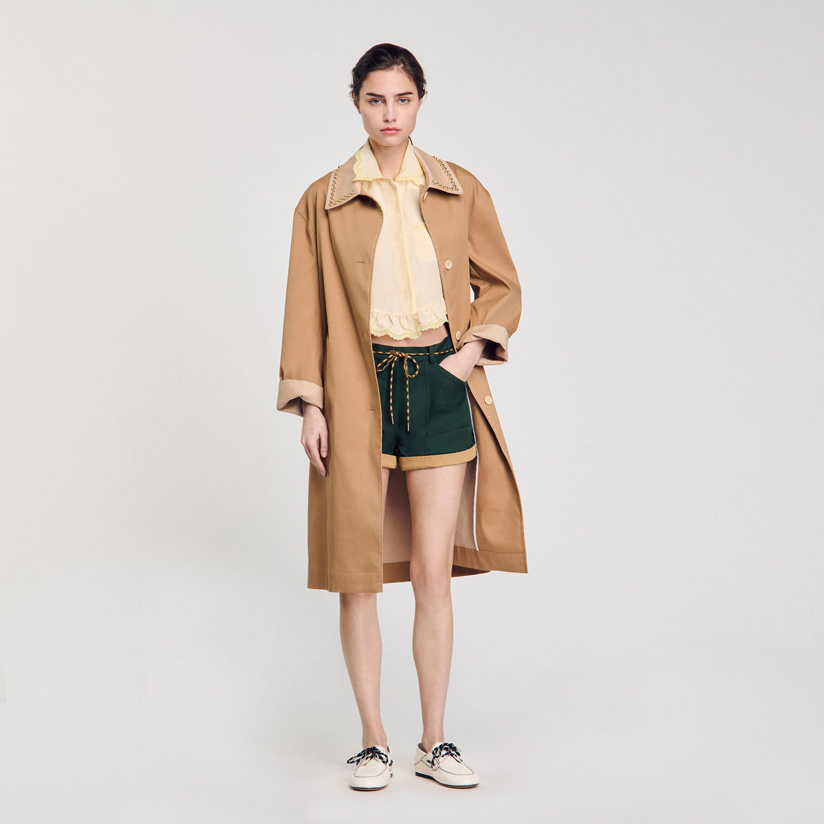 Sandro Shirt collar with lace detail Light Yellow