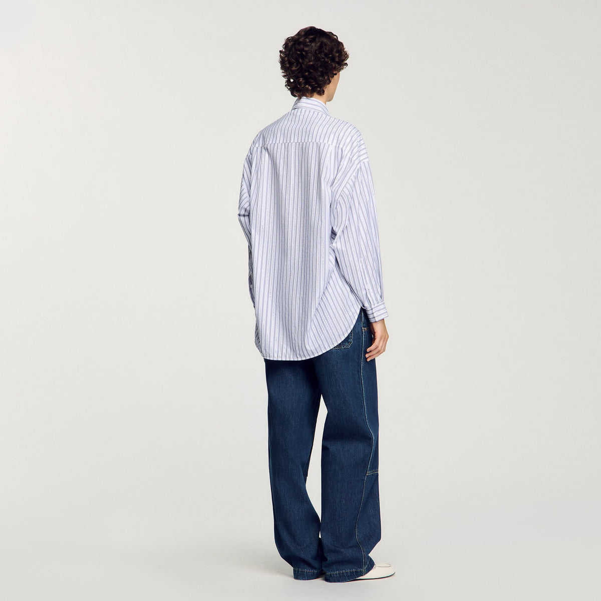 Sandro Striped rhinestone shirt White