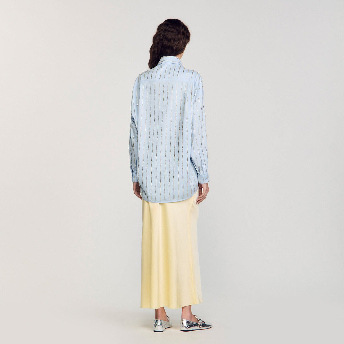Sandro Rhinestone shirt Sky Blue