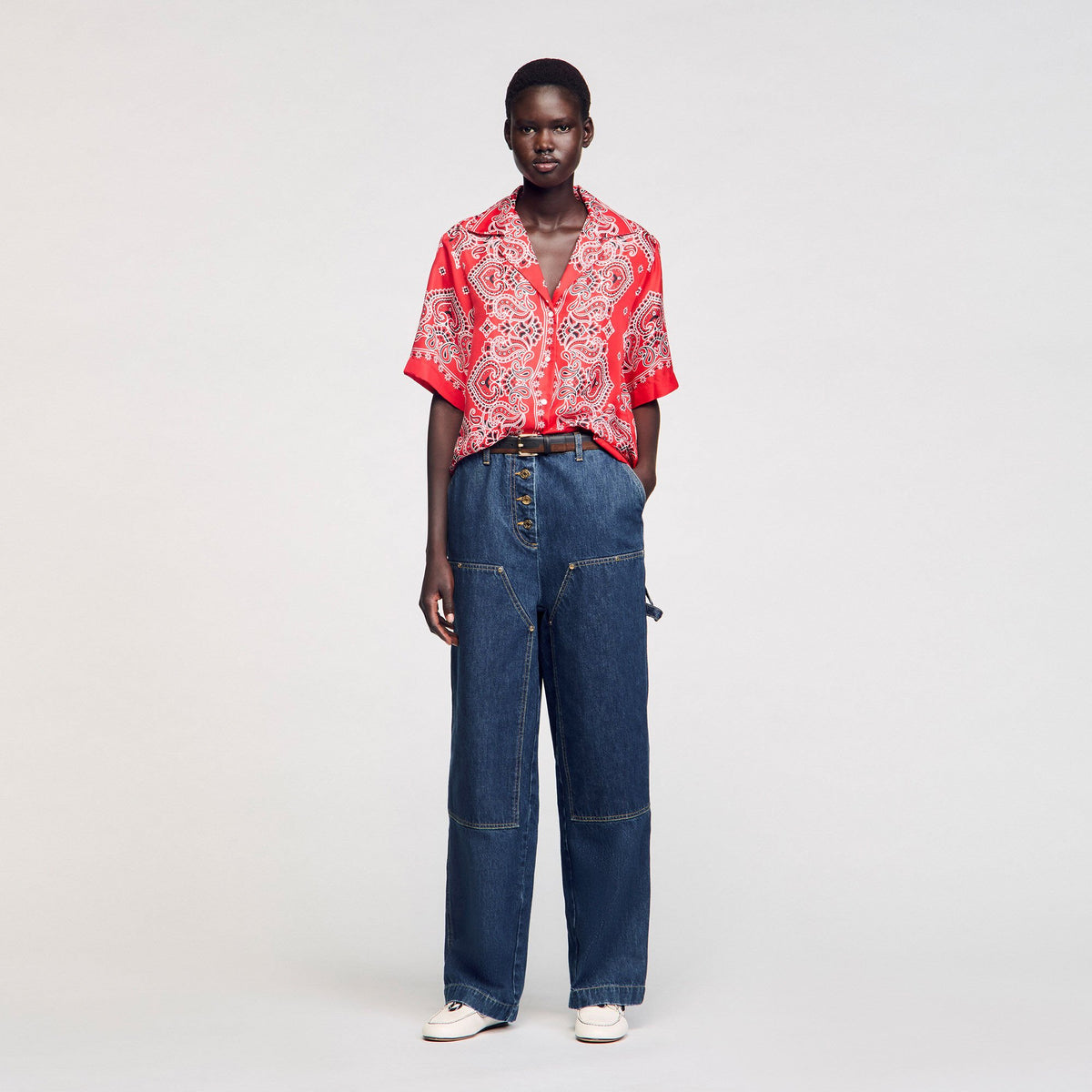Sandro Bandana print silk shirt Red / White