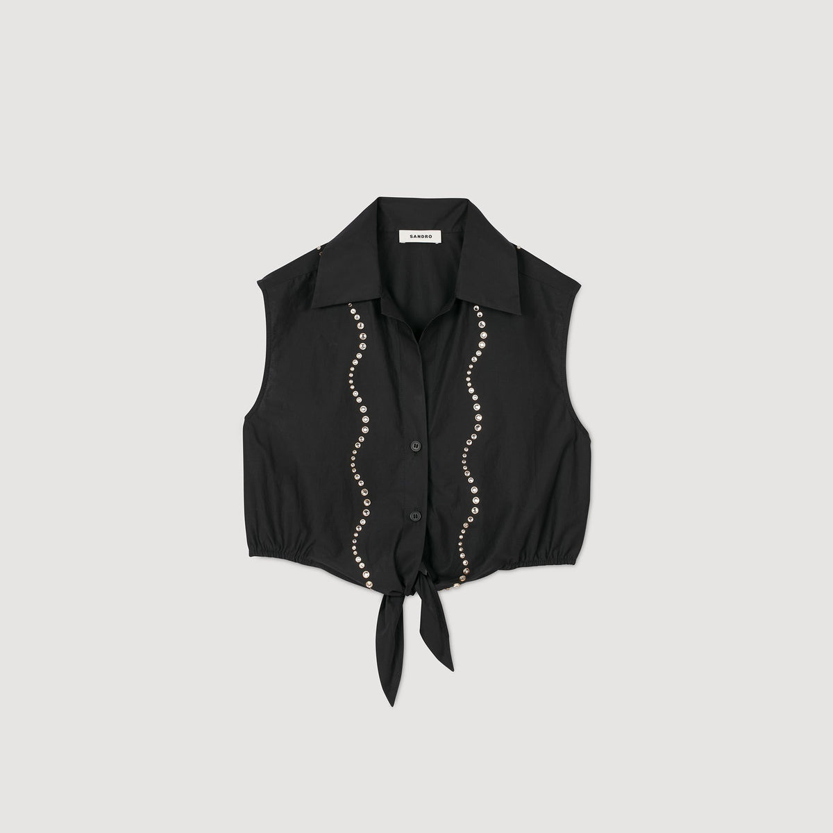 Sandro Rhinestone cropped shirt Black