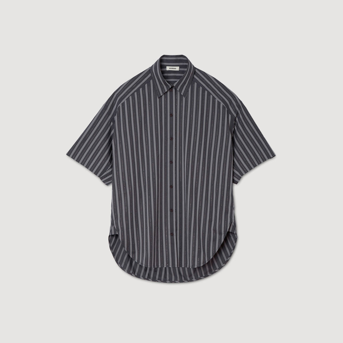 Sandro Oversized striped rhinestone shirt Grey