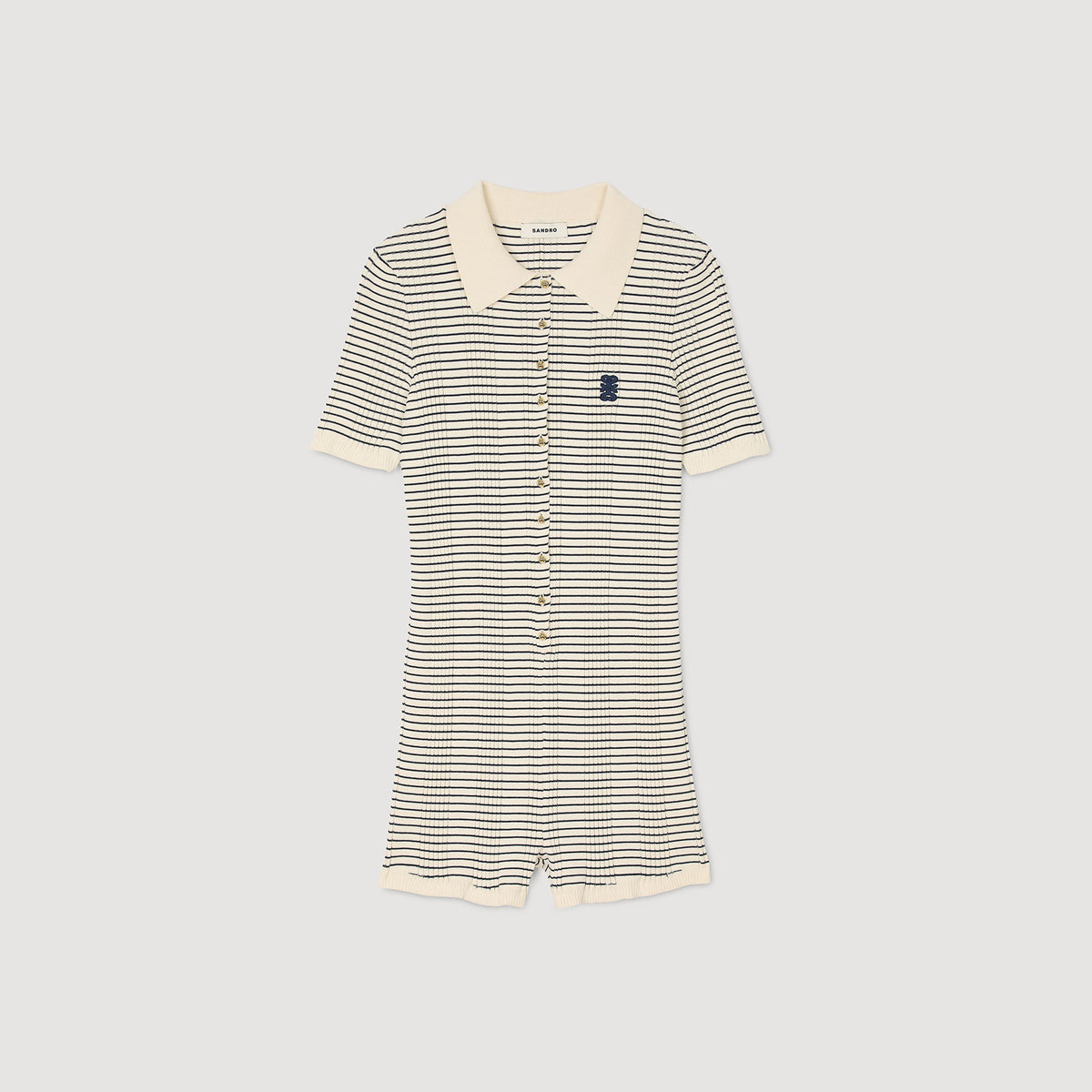 Sandro Striped knit jumpsuit Ecru