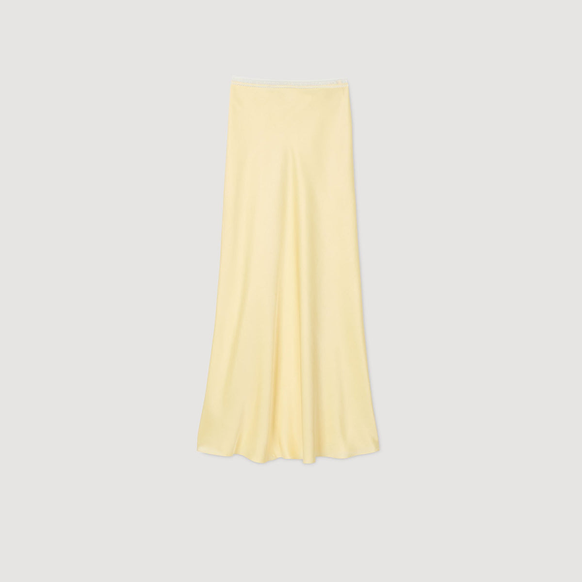 Sandro Maxi satin-effect skirt Yellow