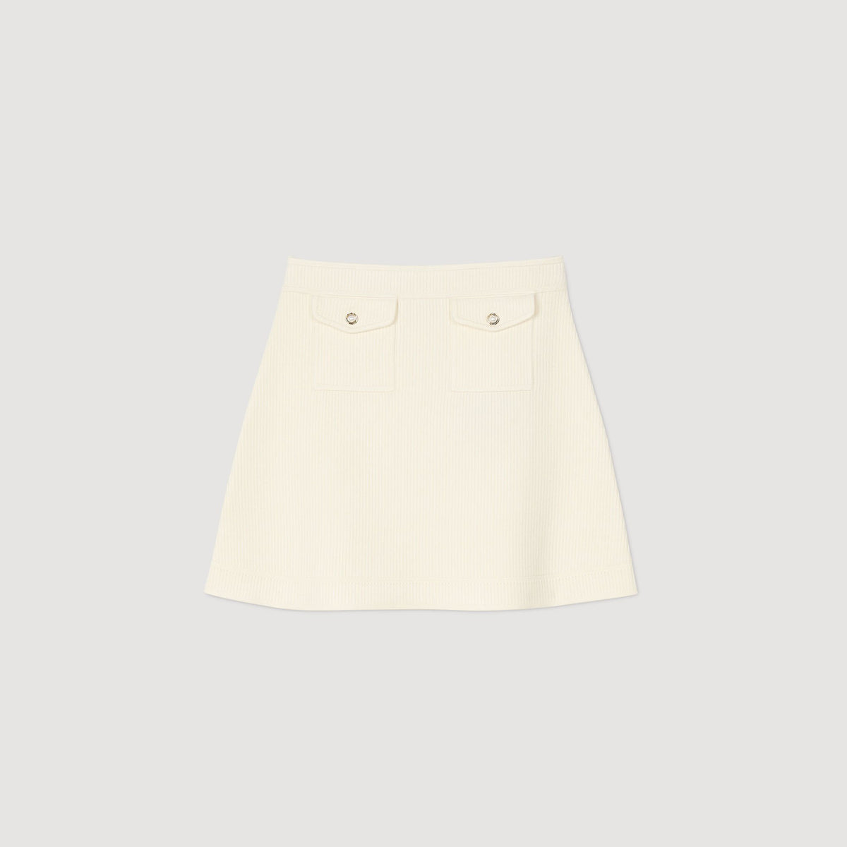 Sandro Mini rib-knit skirt Ecru