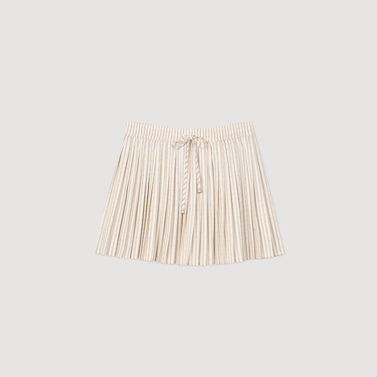 Sandro Rhinestone striped pleated skirt Khaki / Pink