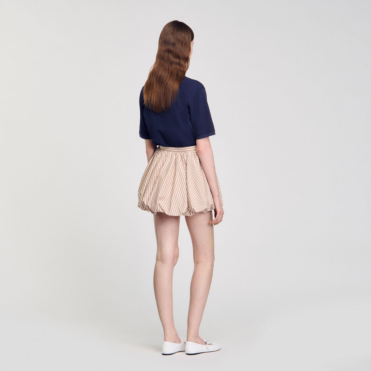 Sandro Striped bubble skirt Sand / Camel