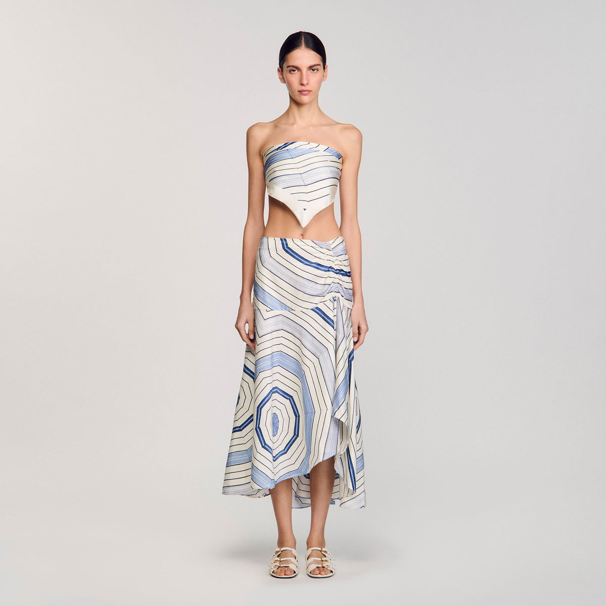 Sandro Spiral-motif maxi skirt Sky Blue